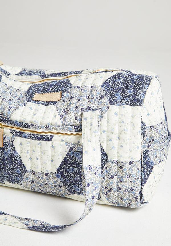 lily and lionel Sia Aster Patchwork Print Overnight Bag In Blue