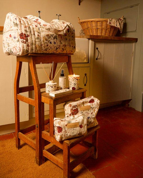 Lily And Lionel Sia Pressed Floral Print Overnight Bag In Cream