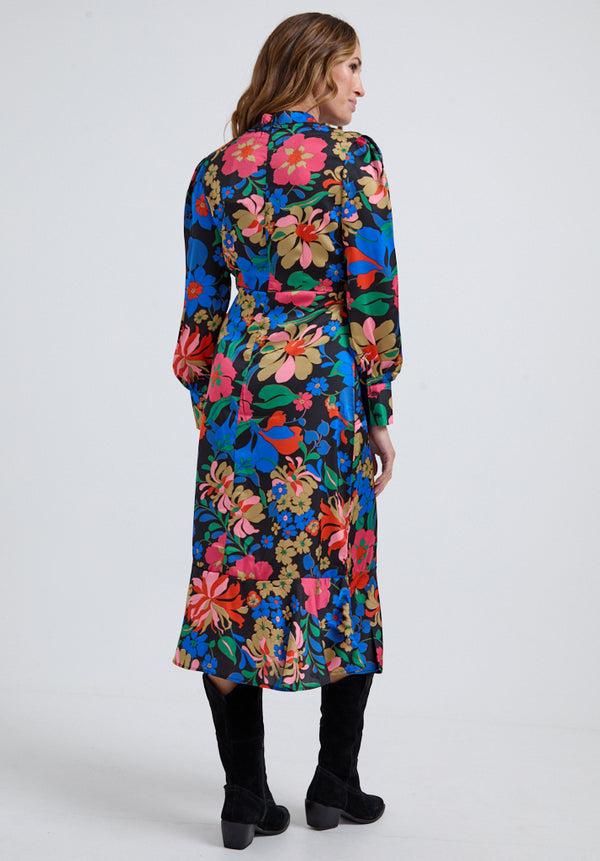 Lily And Lionel Sophie Tiered Hem Floral Print Midi Dress In Multi