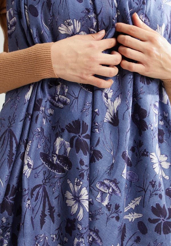 Lily And Lionel Sorella Oversized Floral Printed Scarf In Blue