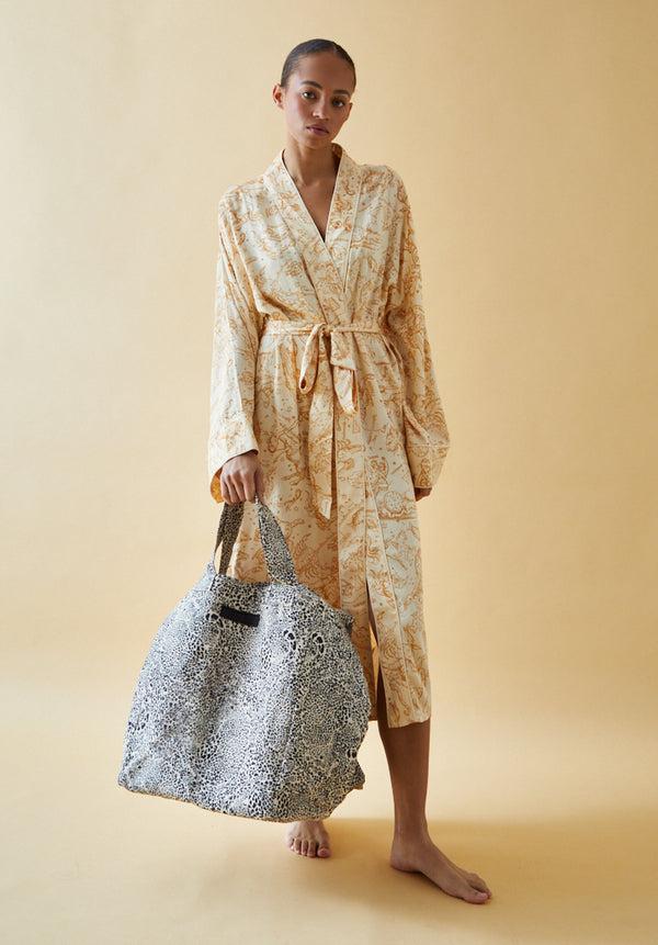 lily and lionel Tara Hidden Leopard Print Tote Bag In Cream