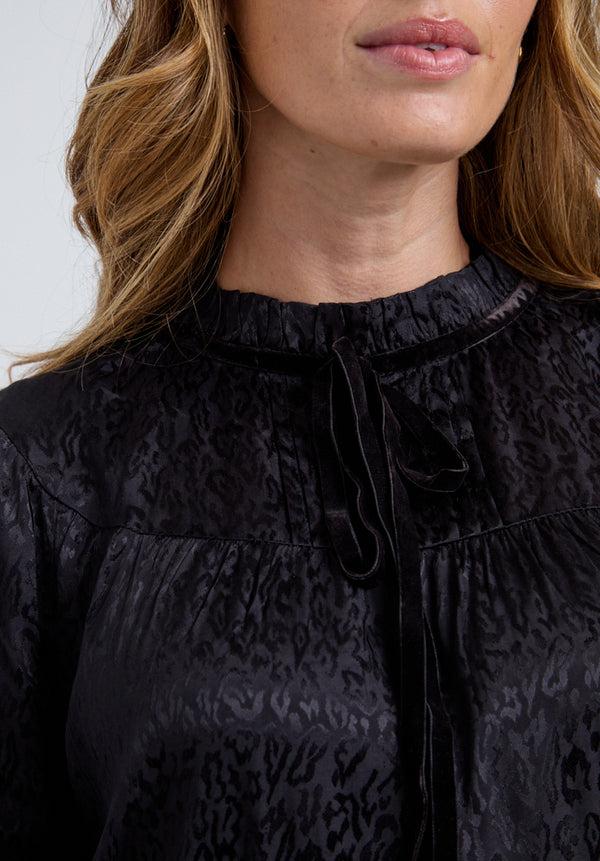 Lily And Lionel Tilly High Neck Animal Mini Dress In Black