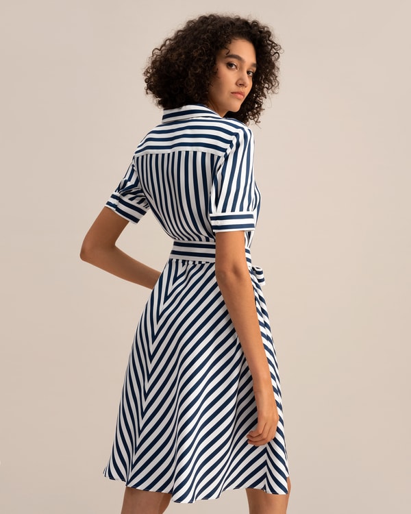 Lilysilk Amalfi Stripe Silk Shirtdress With Belt