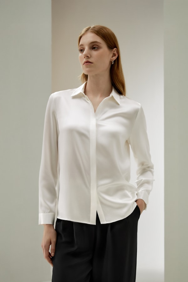 lilysilk Basic Concealed Placket Silk Shirt