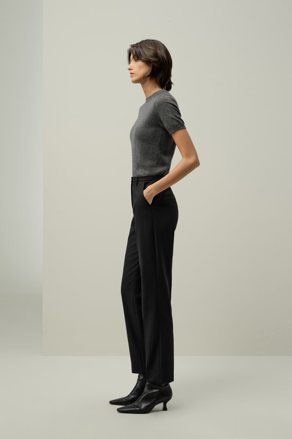 Lilysilk Basic Silk-wool Blend Slim Fit Trousers