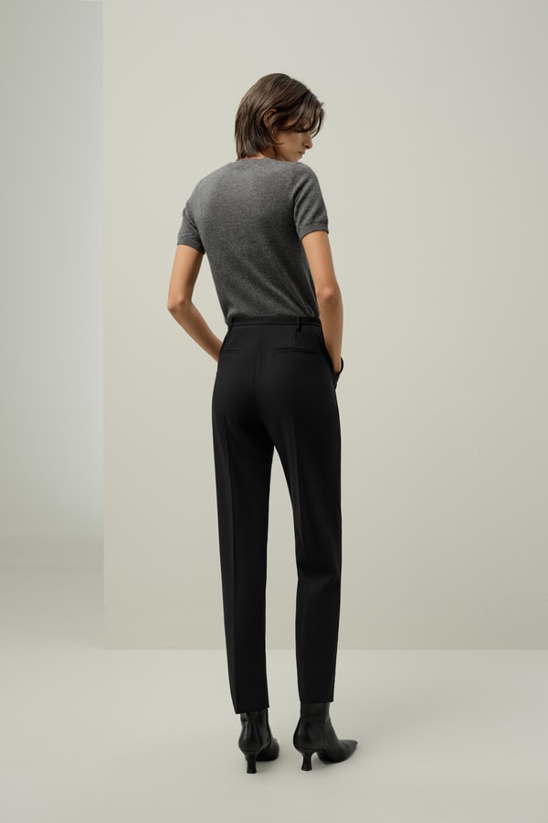 Lilysilk Basic Silk-wool Blend Slim Fit Trousers