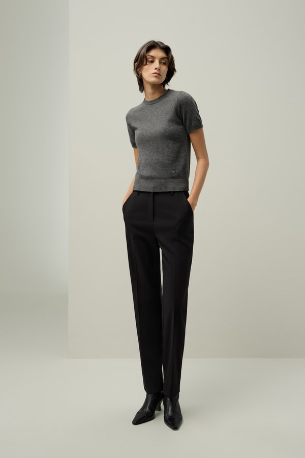 lilysilk Basic silk-wool blend slim fit trousers