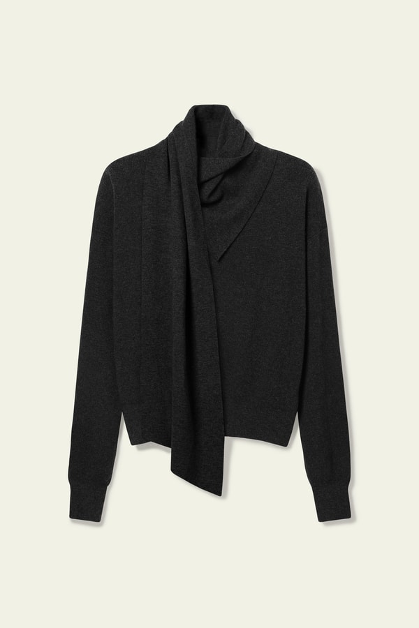 Lilysilk Bowtie Collar Wool-Cashmere Sweater