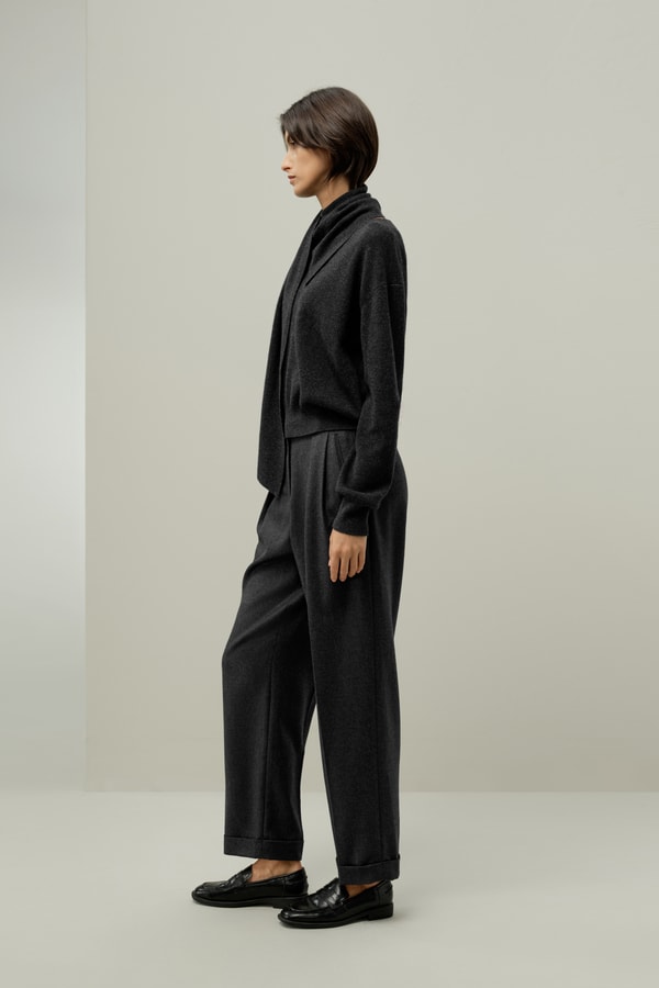 Lilysilk Bowtie Collar Wool-Cashmere Sweater