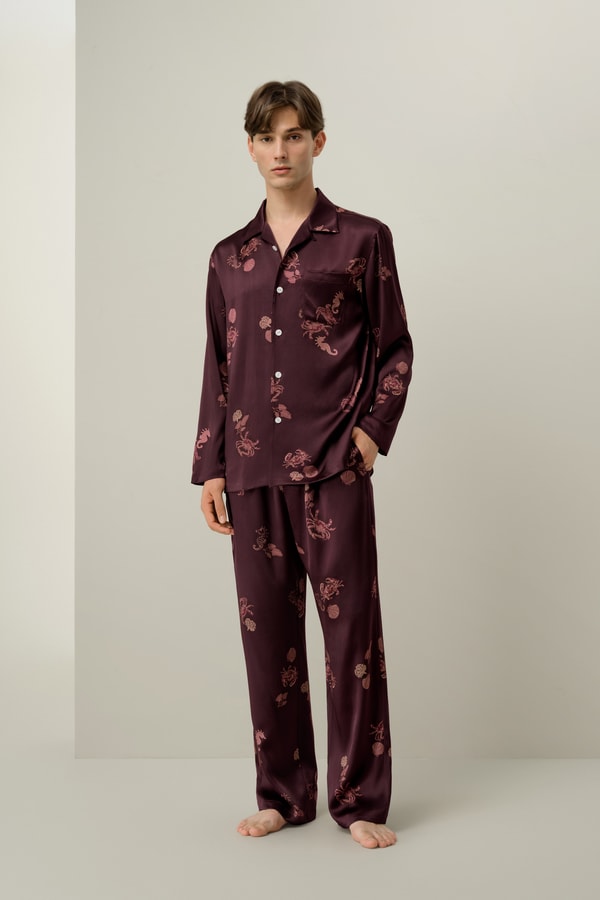 lilysilk Cancer Men's Zodiac Silk Pajama Set