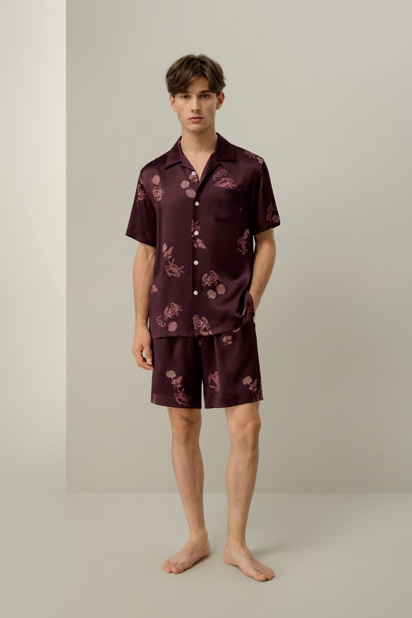 lilysilk Cancer Zodiac Men's Silk Short Set