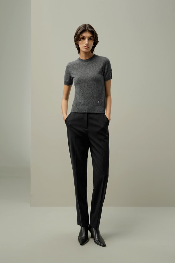 lilysilk Cashmere Fitted Short Sleeve Top