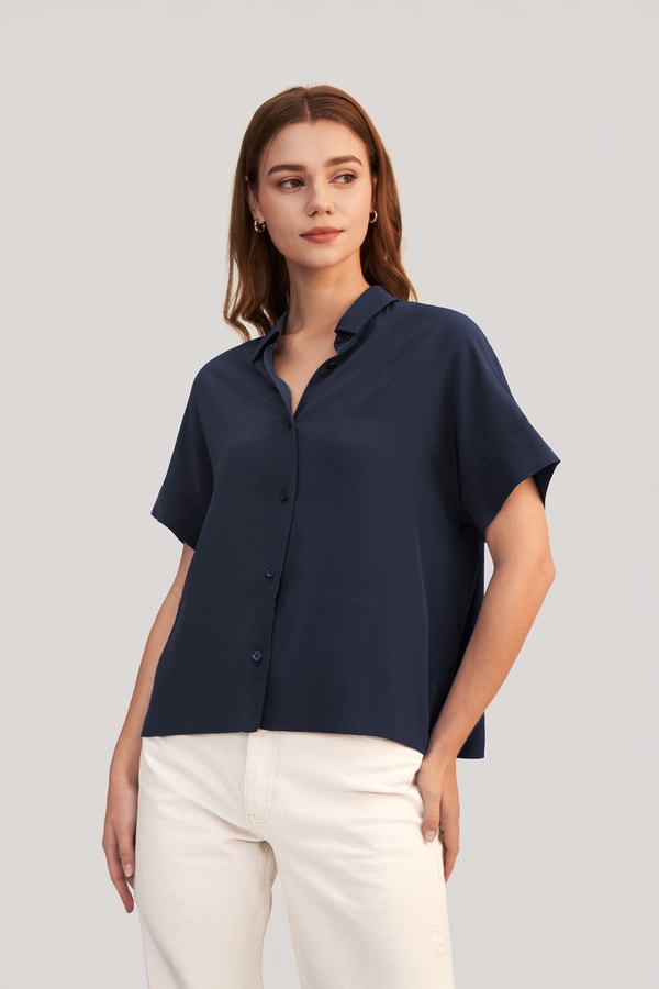 Lilysilk Casual Short Sleeves Loose Silk T-Shirt