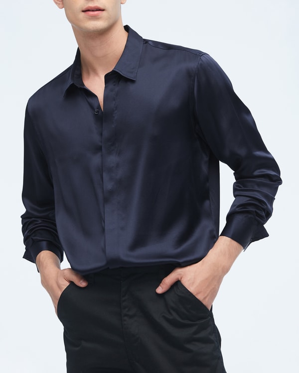 lilysilk Classic Long Sleeve Silk Shirt For Men
