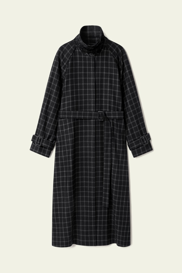 Lilysilk Classic Silk-Wool Windowpane Coat