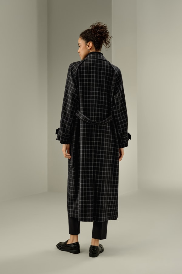 Lilysilk Classic Silk-Wool Windowpane Coat