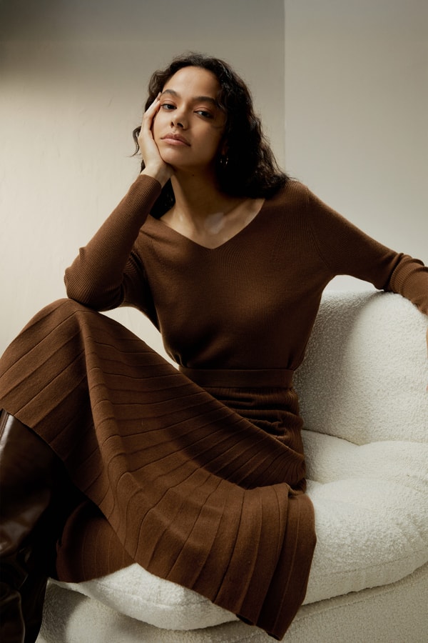 Lilysilk Collegiate Ultra-fine Merino Wool Skirt