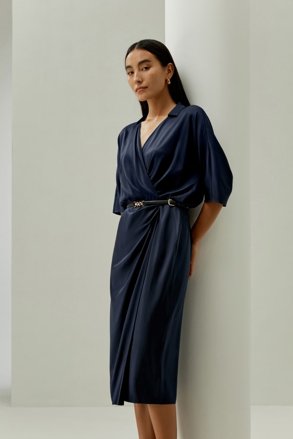 Lilysilk Elegant Mid-Sleeve Wrap Dress