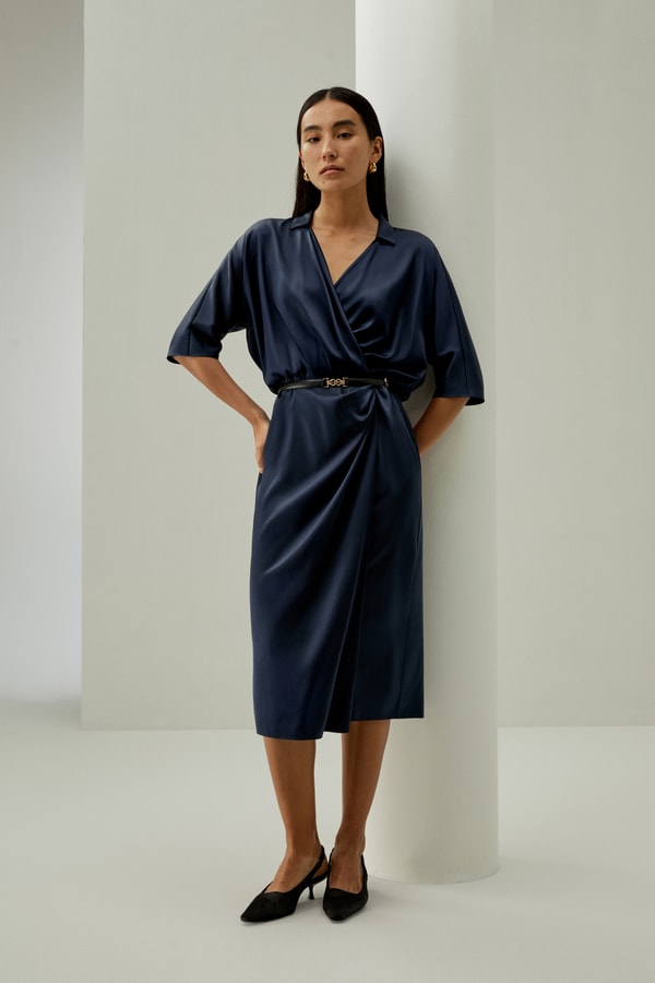 Lilysilk Elegant Mid-Sleeve Wrap Dress