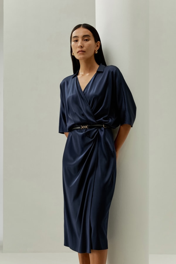 lilysilk Elegant Mid-Sleeve Wrap Dress