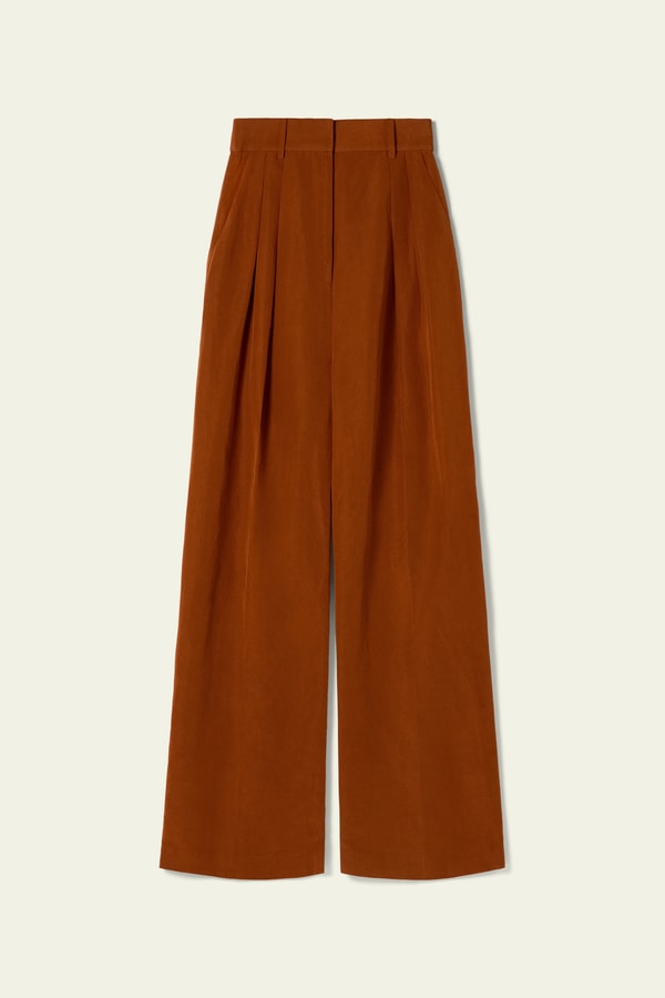 Lilysilk Front-Pleated Silk-Linen Blend Trousers