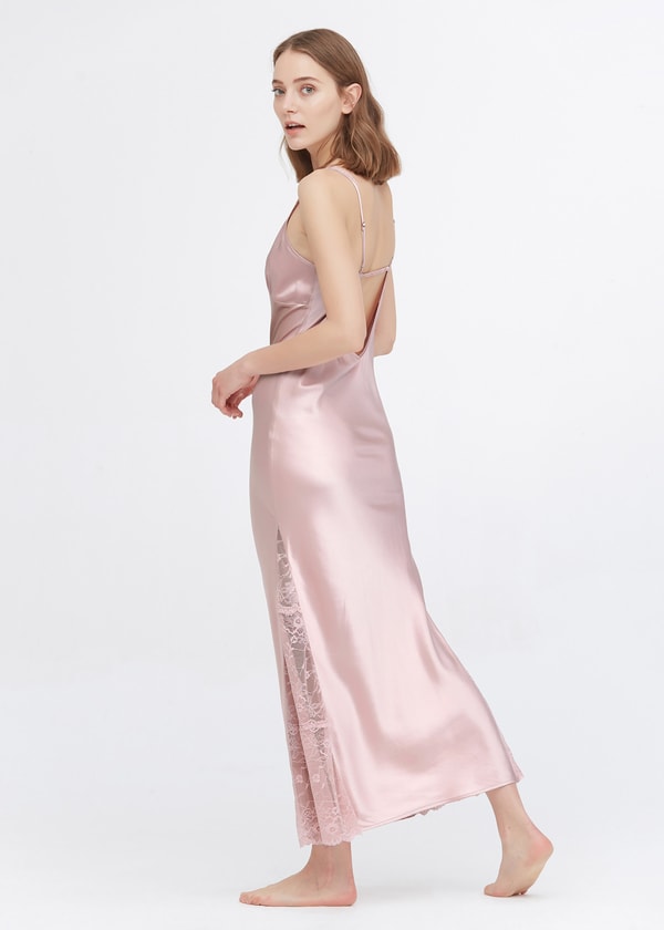 Lilysilk Full Length Silk Lacy Nightgown