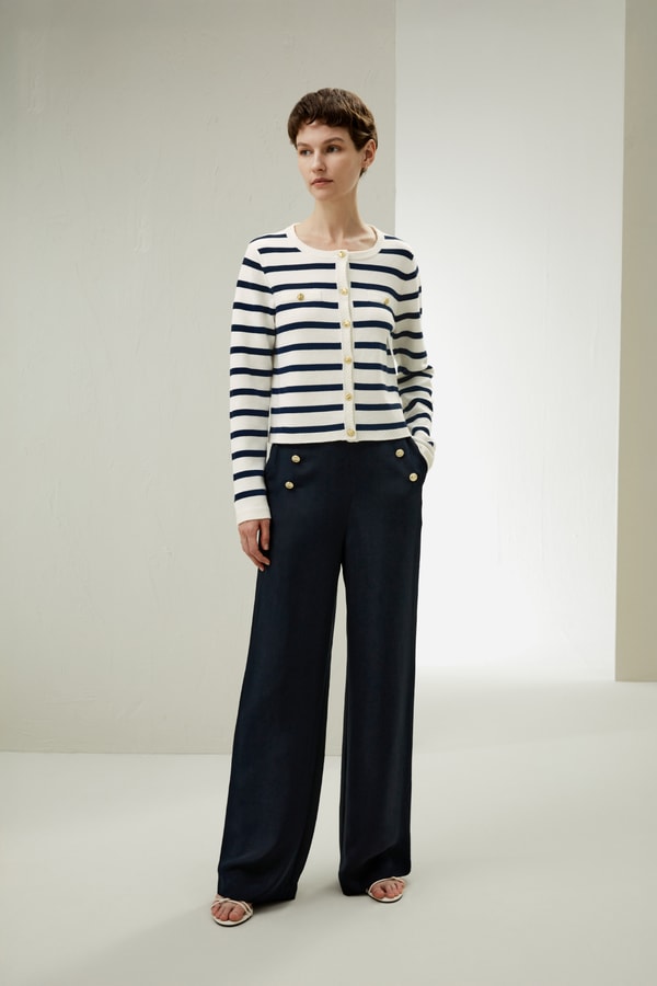 lilysilk Gariana Striped Wool Cardigan