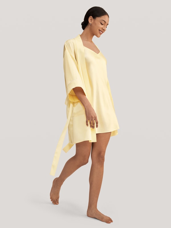Lilysilk Golden Cocoon Silk Kimono Robe