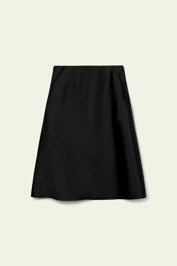 Lilysilk High-Waist Structured Silk-Wool Skirt