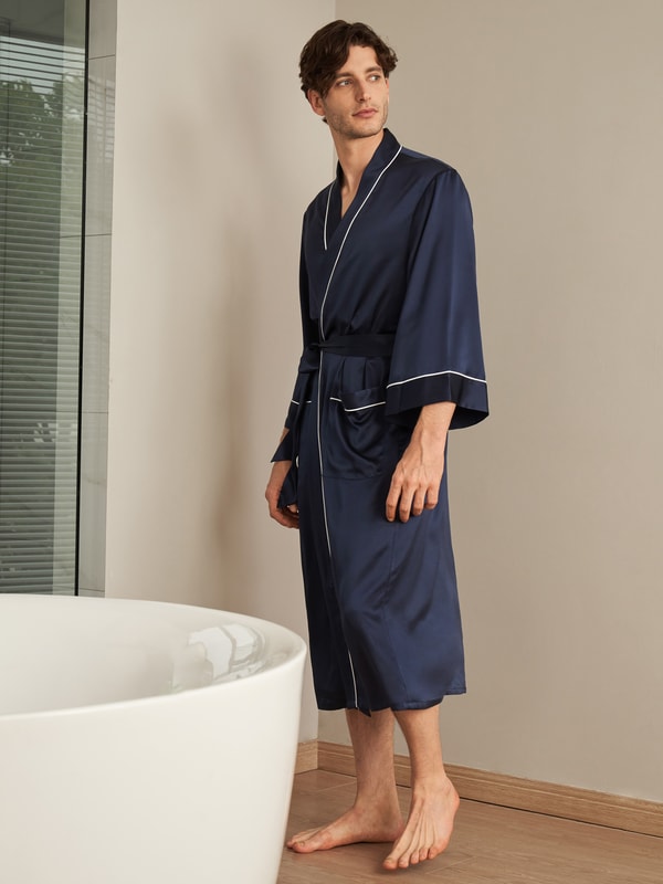 Lilysilk Kimono Silk Robe With Piping