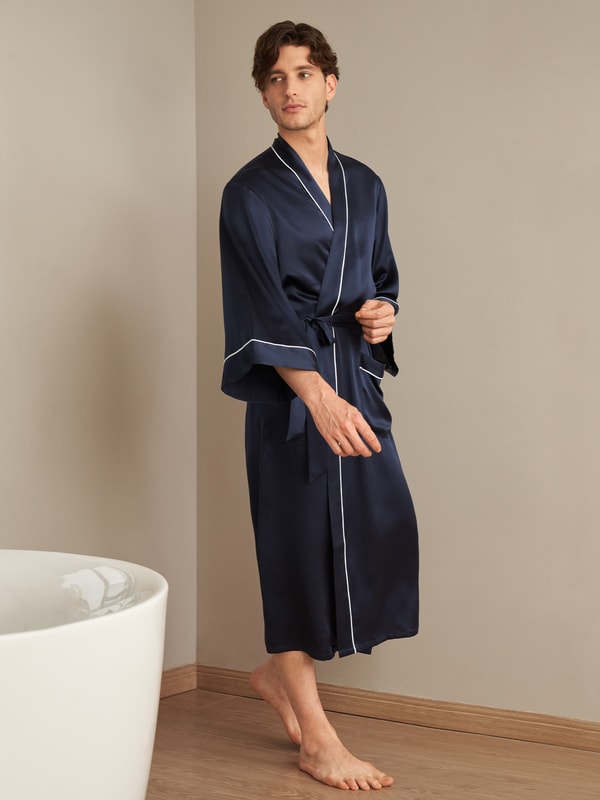 Lilysilk Kimono Silk Robe With Piping