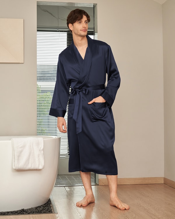 Lilysilk Lapel Collar Long Silk Robe