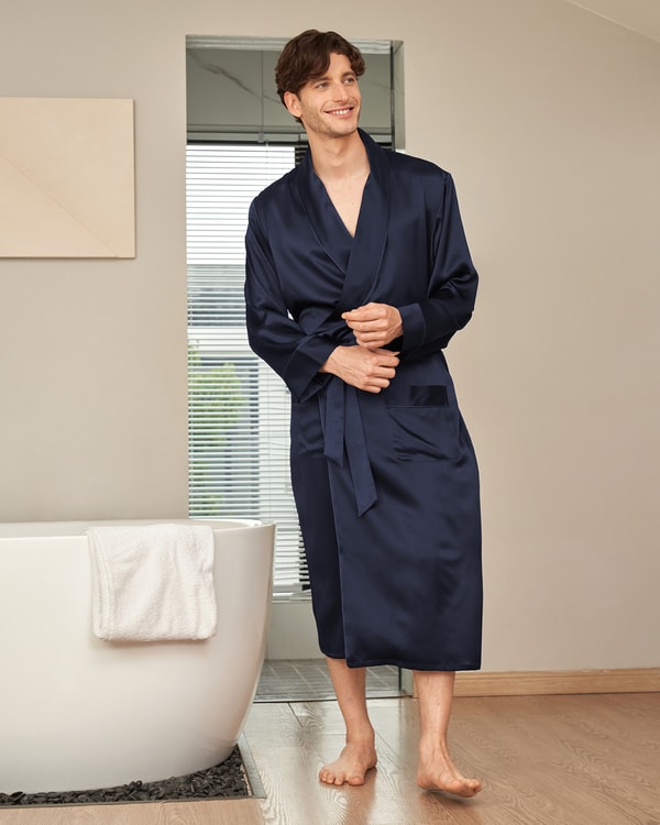 lilysilk Lapel Collar Long Silk Robe