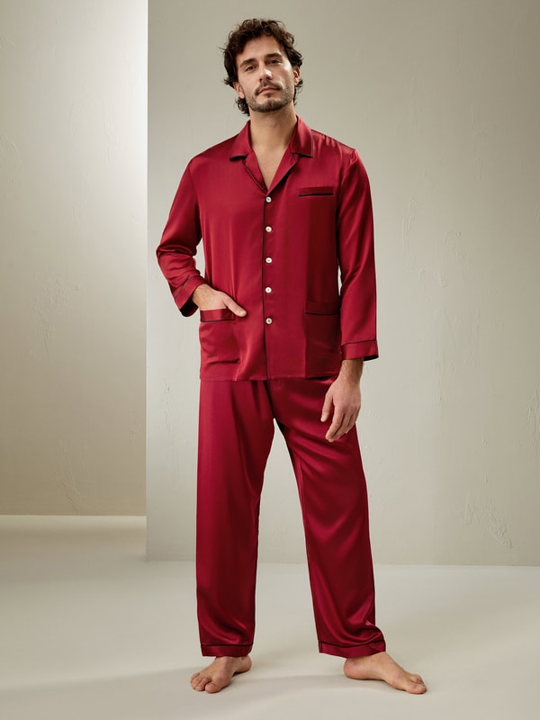 lilysilk Long Silk Pajamas Set with Contrast Trim