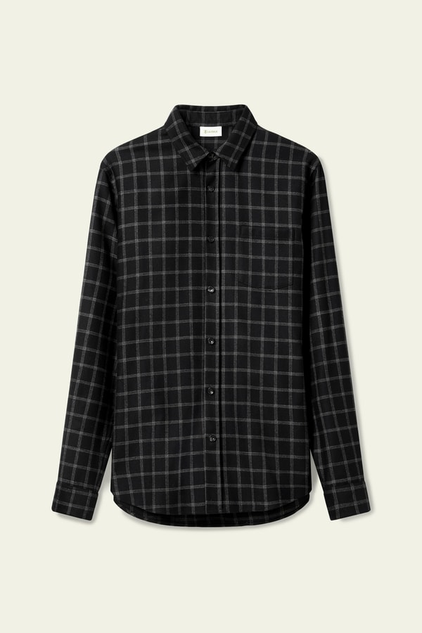 Lilysilk Men's Silk-Wool Windowpane Pattern Shirt