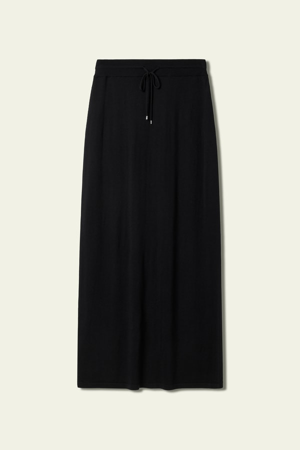 Lilysilk Merino Wool Drawstring Maxi Skirt