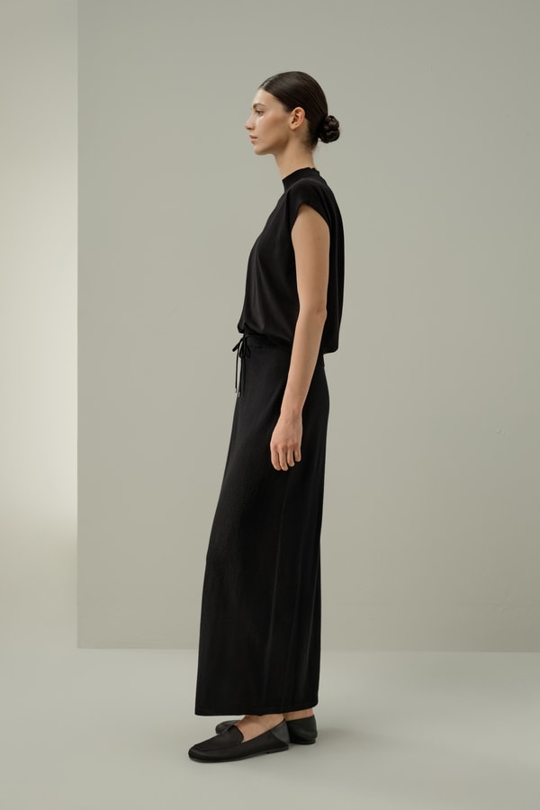 Lilysilk Merino Wool Drawstring Maxi Skirt