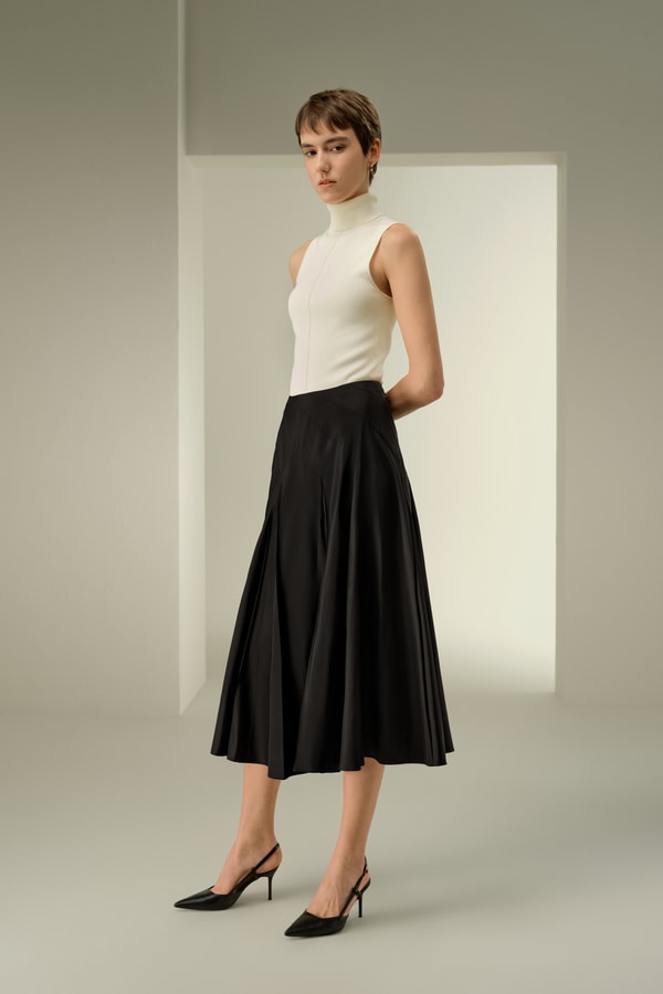 Lilysilk Mid Rise Silk Taffeta Circle Skirt