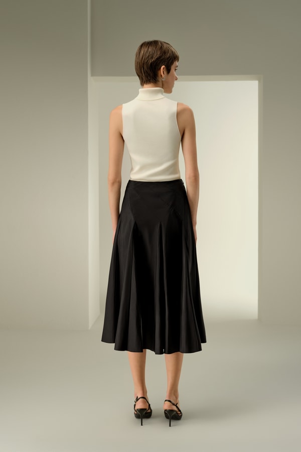 Lilysilk Mid Rise Silk Taffeta Circle Skirt