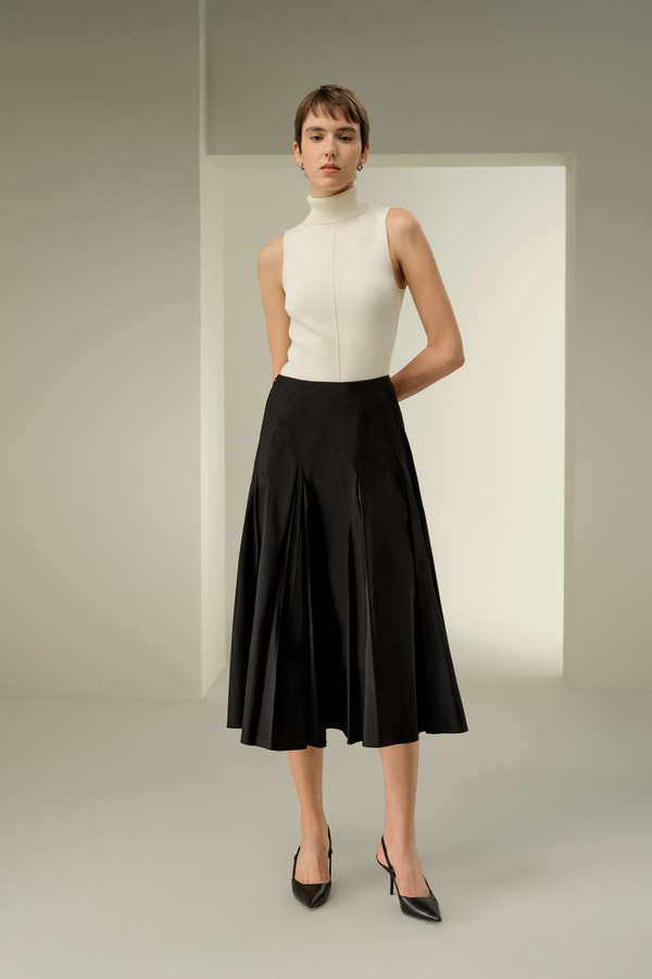 lilysilk Mid Rise Silk Taffeta Circle Skirt