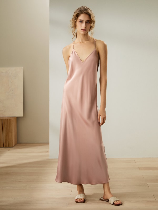 lilysilk Minimalist Silk Suede Maxi Nightdress
