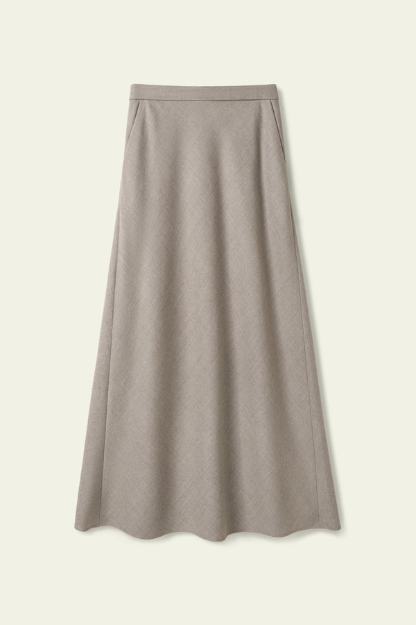 Lilysilk Mottled Silk-Wool A-Line Skirt