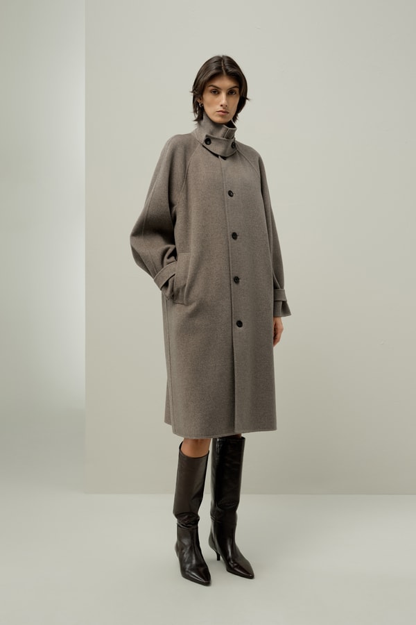 lilysilk Oversized Double-Faced Silk-Wool Coat