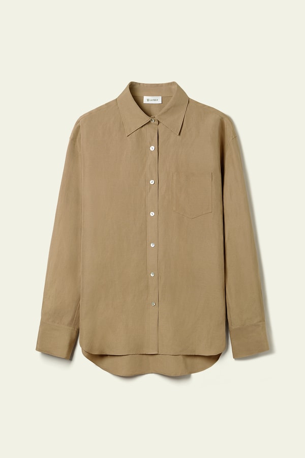 Lilysilk Oversized Silk-Linen Blend Shirt