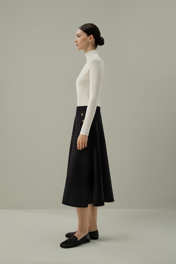 Lilysilk Refined Silk-Wool A-Line Midi Skirt