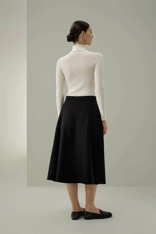 Lilysilk Refined Silk-Wool A-Line Midi Skirt