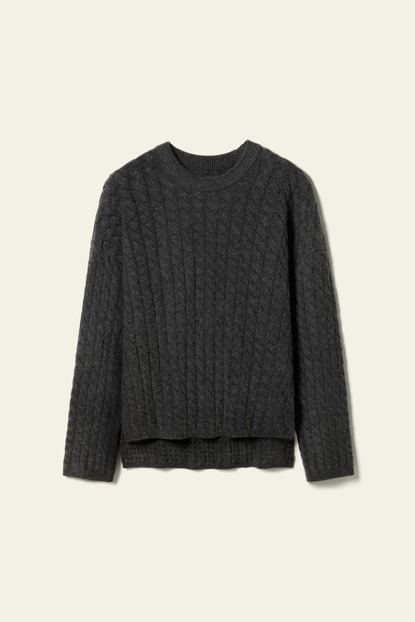 Lilysilk Round-Neck Cable-Knit Cashmere Sweater