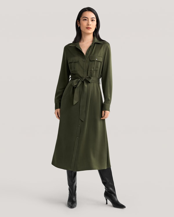 Lilysilk Sand-washed Pocket Trench Dress