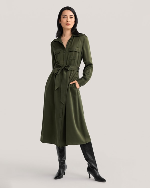 lilysilk Sand-washed Pocket Trench Dress