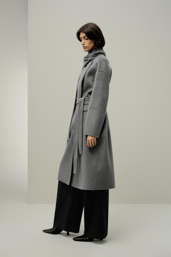 Lilysilk Scarf-Collar Wool Blend Coat